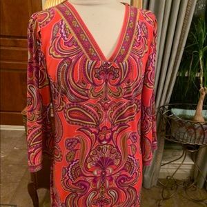 Laundry Size L Paisley Long Sleeve Dress